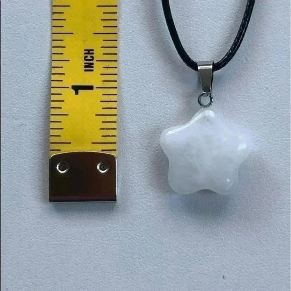 Rock Quartz Star Pendant Leather Necklace NWT